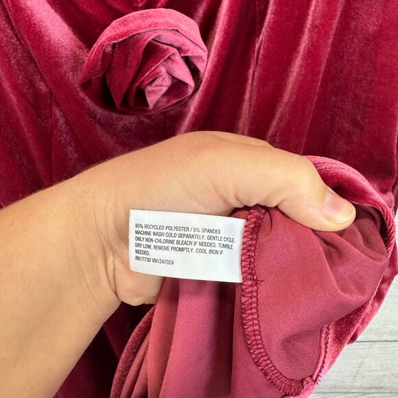 Ava & Viv Plus Size Pink Mauve Velvet Rose Long Sleeve Dress Size 2X - Picture 7 of 10